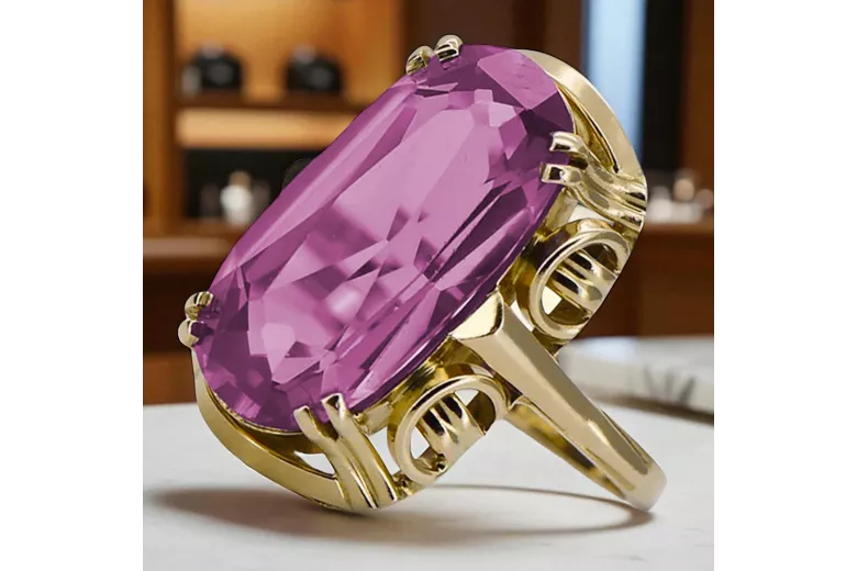 Amethyst 14K Yellow gold Ring Vintage Jewlery vrc038y